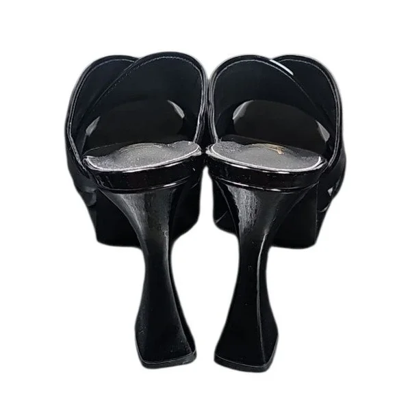 Liliana Platform Heels‎ Mules Criss Cross Open Toe Party Shoes Black 7.5 Nwot - Picture 5 of 9